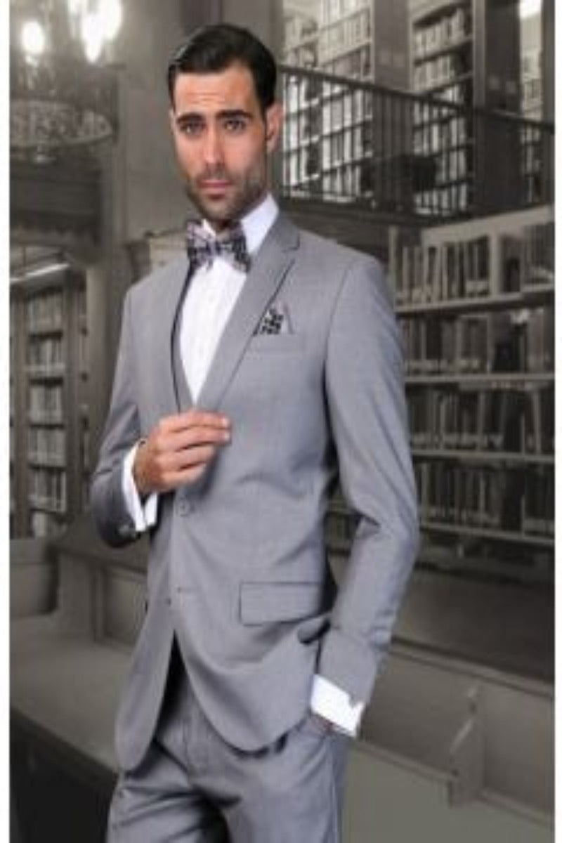 Men's 3-Piece Ultra-Slim Wool Suit Solid Colors - 38 Short Jacket+32 Waist Adjustable 28to34)(Height: 5 4 to5 7 )(Neck  15-16.5)S-M)