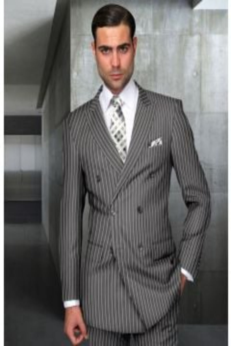 Men's 2-Piece Wool Suit Bold Pinstripe 100% Wool Statement Fashion