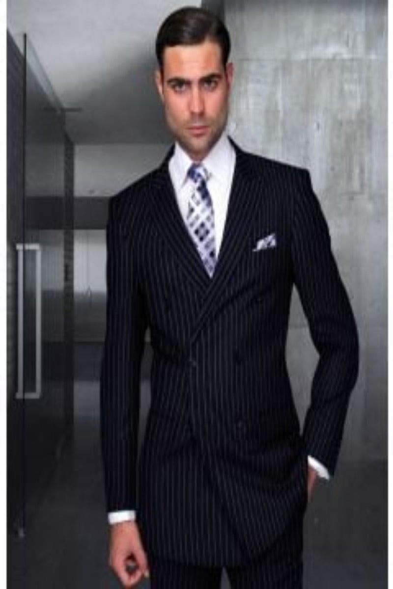 Men's 2-Piece Wool Suit - Bold Pinstripe | 100% Wool | Statement Outlet