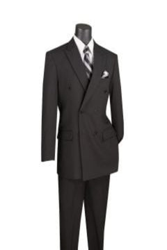 Vinci Men's Double Breasted Poplin Solid Suit - 2 Piece Set - Discounted Price