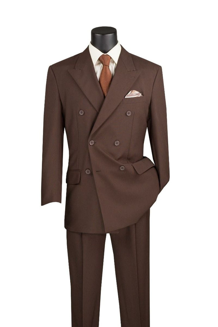 Vinci Men's Poplin Double Breasted Solid Suit 2 Piece Discount