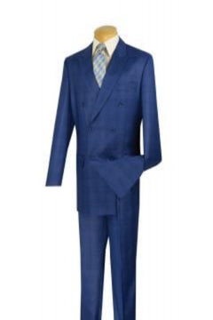 Vinci Men's 2-Piece Double Breasted Glen Plaid Suit
