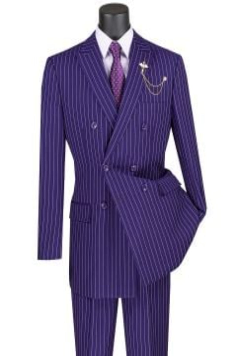 Vinci Men's 2-Piece Banker Pinstripe Double Breasted Suit