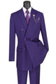Vinci Men's 2 Piece Banker Pinstripe Double Breasted purple Suit Outlet