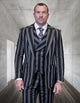 Mens Wool Suit - Bold Quad-Stripe, 3 Piece, 100% Wool