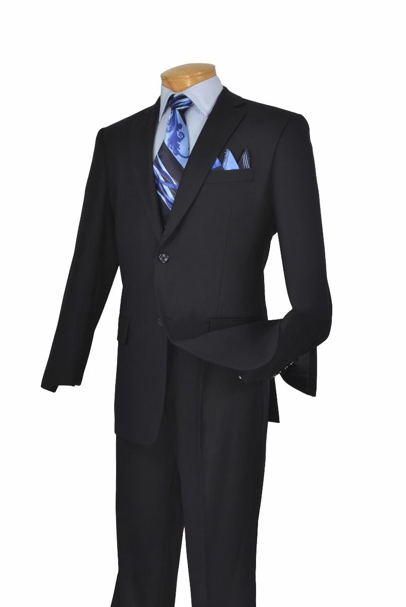 Royal Diamond Men's 2-Piece Suit in Solid Colors - Black