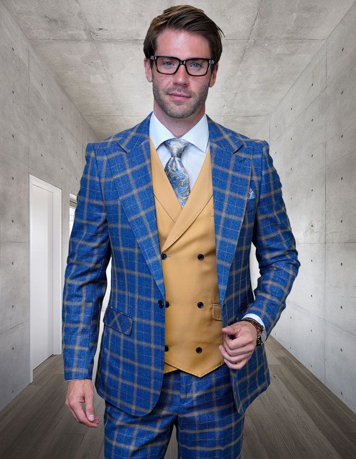 Men's 100% Wool 3 Piece Suit Wide Peak Lapel Sharp Tailored Look for Special Occasions