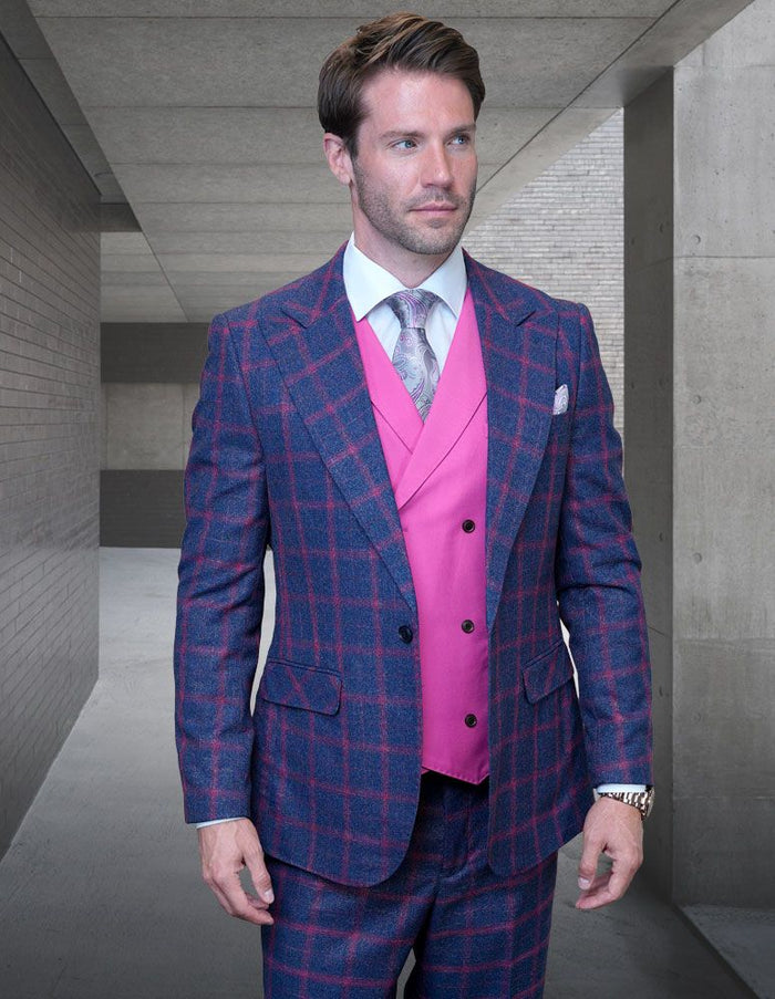 Men's 100% Wool 3 Piece Suit Wide Peak Lapel Sharp Tailored Look for Special Occasions