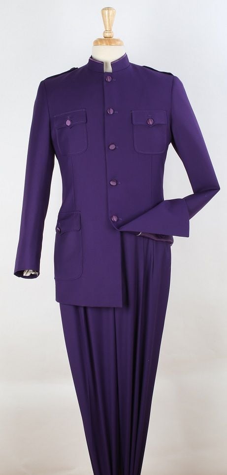 Apollo King Men's 2 Piece Nehru Suit Pockets & Fashionable Style purple
