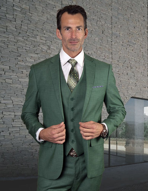 Mens 3 Piece 100% Wool Executive Suit Slim Fit Professional Look Statement