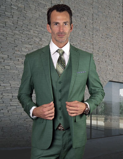 Mens 3 Piece 100% Wool Executive Suit Slim Fit Professional Look Statement