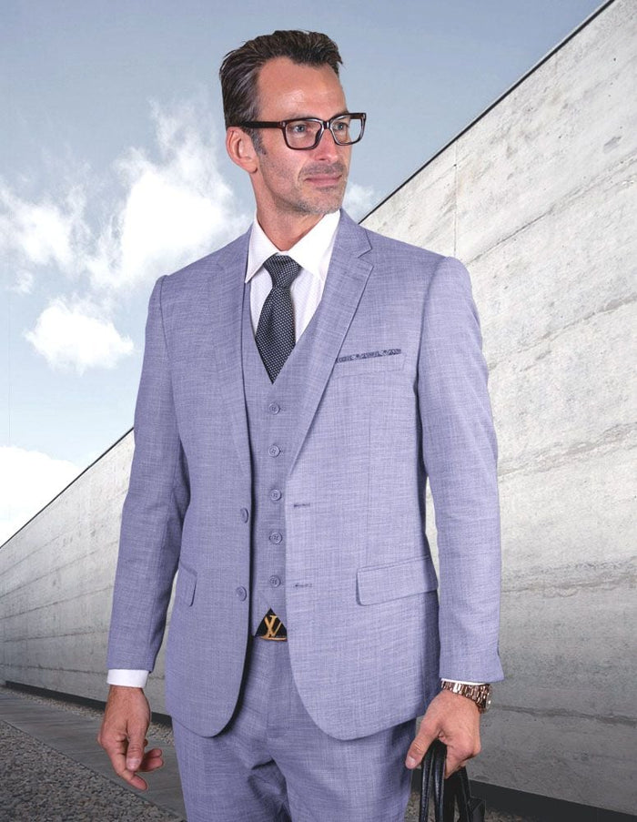 Mens 3 Piece 100% Wool Executive Suit Slim Fit Professional Look Statement