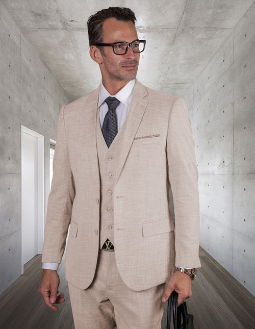 Mens 3 Piece 100% Wool Executive Suit Slim Fit Professional Look Statement
