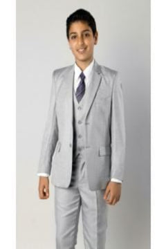 Azurro Boy's 5 Piece Vested Suit w/Shirt & Tie - Solid Colors