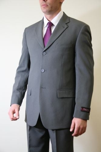 Tazio Men's Non-Vented 3-Button Discount Suit - 2-Piece Set