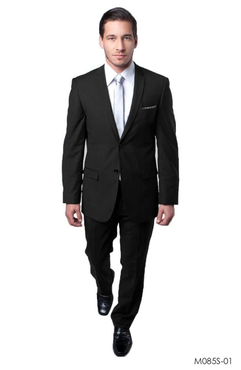 Tazio Men's 2-Piece Slim-Fit Executive Suit with Side Vents - Tailored Look - 34 Short or Extra Small
