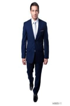 Flat Front Pant Tazio Men's Slim Fit 2-Piece Suit - 2 Button Jacket & Flat Front Pant from Outlet Store
