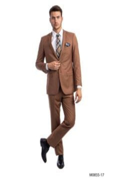 Tazio Men's Slim Fit 2 Piece Executive Suit - Bold Colors for the Professional