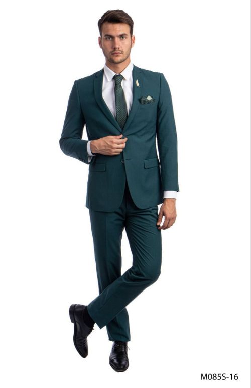 Flat Front Pant Tazio Men's Slim Fit 2-Piece Suit 2 Button Jacket & Flat Front Pant from Outlet Store