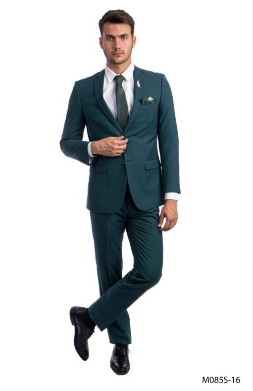 Flat Front Pant Tazio Men's Slim Fit 2-Piece Suit 2 Button Jacket & Flat Front Pant from Outlet Store