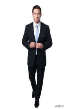 Tazio Men's 2-Piece Executive Slim Fit Suit - Heathered Chalk Stripe