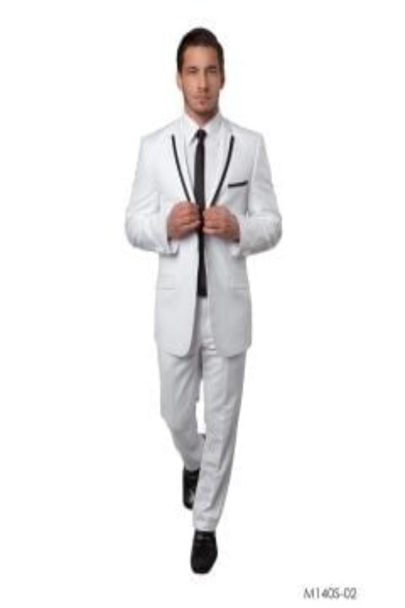 Tazio Men's Slim Fit Executive Suit Notch Lapel 2 Piece