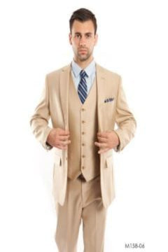 Tazio Men's Textured Solid 3 Piece Executive Suit | Professional Business Attire