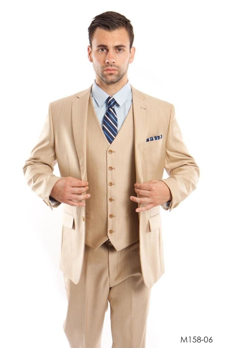 Tazio Men's Textured Solid 3 Piece Executive Suit | Professional Business Attire