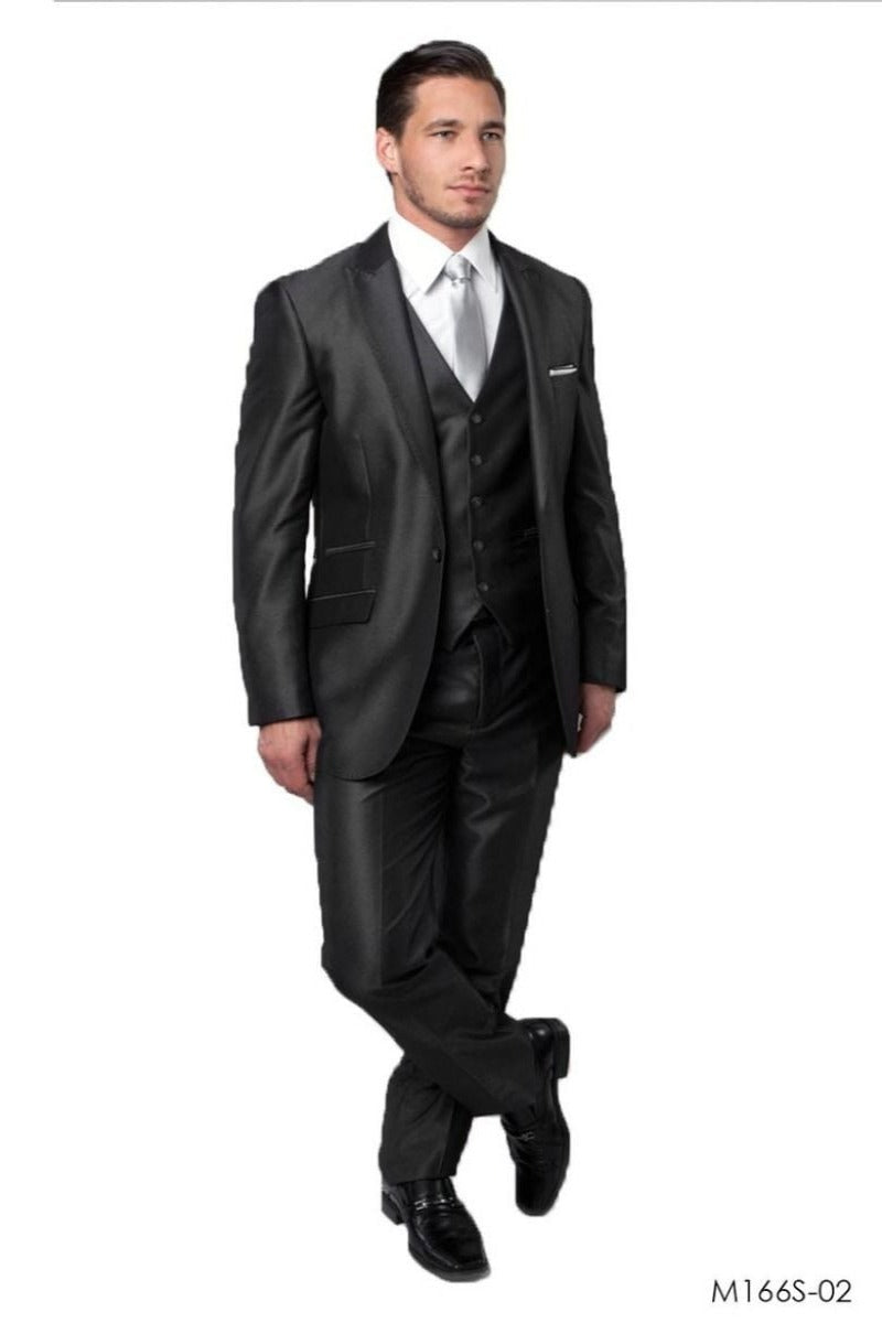 Tazio Men's Slim-Fit 3 Piece Suit - Custom Pic Stitching - 38 Short Jacket+32 Waist Adjustable 28to34)(Height: 5 4 to5 7 )(Neck  15-16.5)S-M)