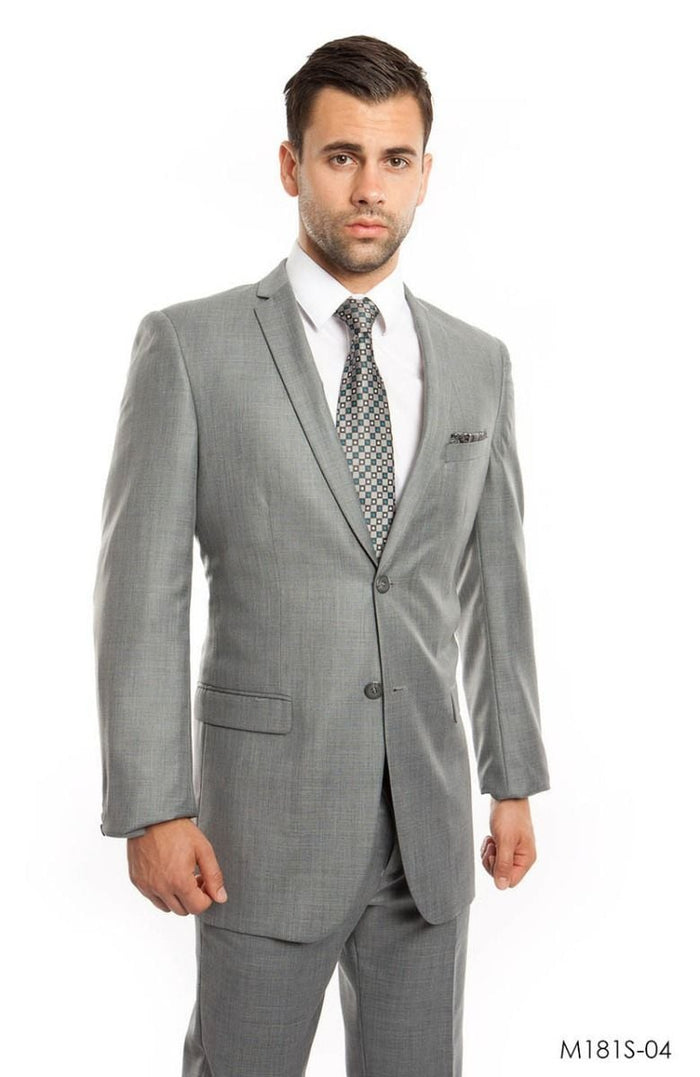 Tazio Mens 2Piece Silky Sharkskin SlimFit Suit Modern Cut blue