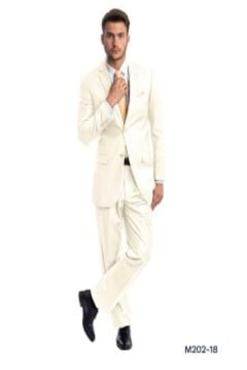 Demantie Men's Solid Executive 2 Piece Suit Flat Front Pants