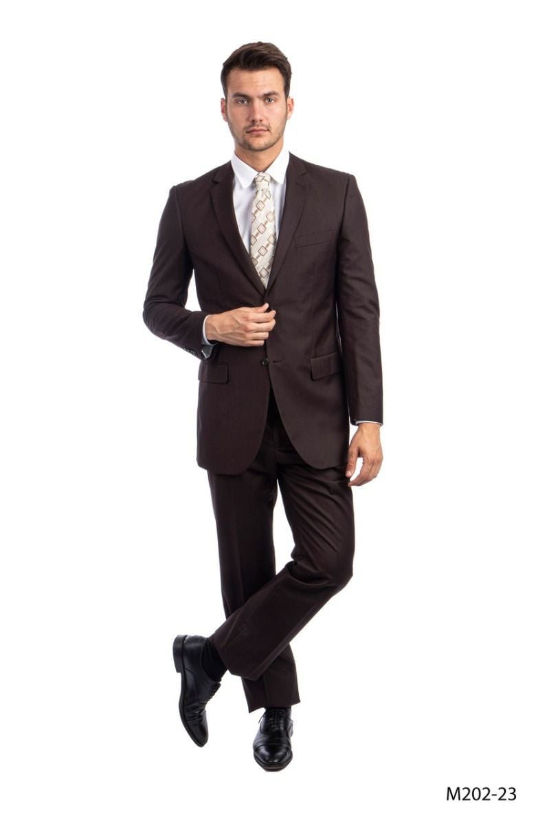 Demantie Men's 2 Piece Solid Executive Suit Flat Front Pants - 40 Short Jacket+34 Waist  Adjust 30to36)(Height: 5 4 to5 7 )(Neck 15.5-17)M