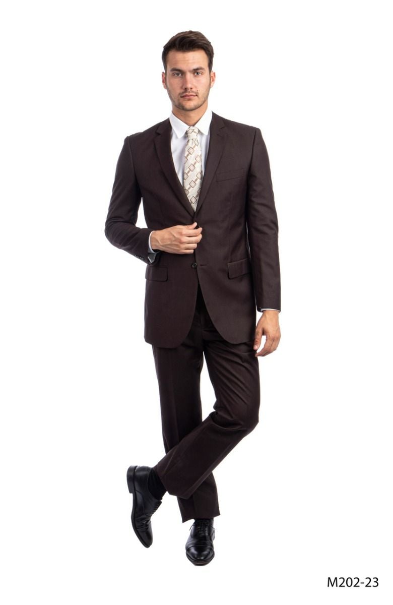 Demantie Men's 2 Piece Solid Executive Suit Flat Front Pants