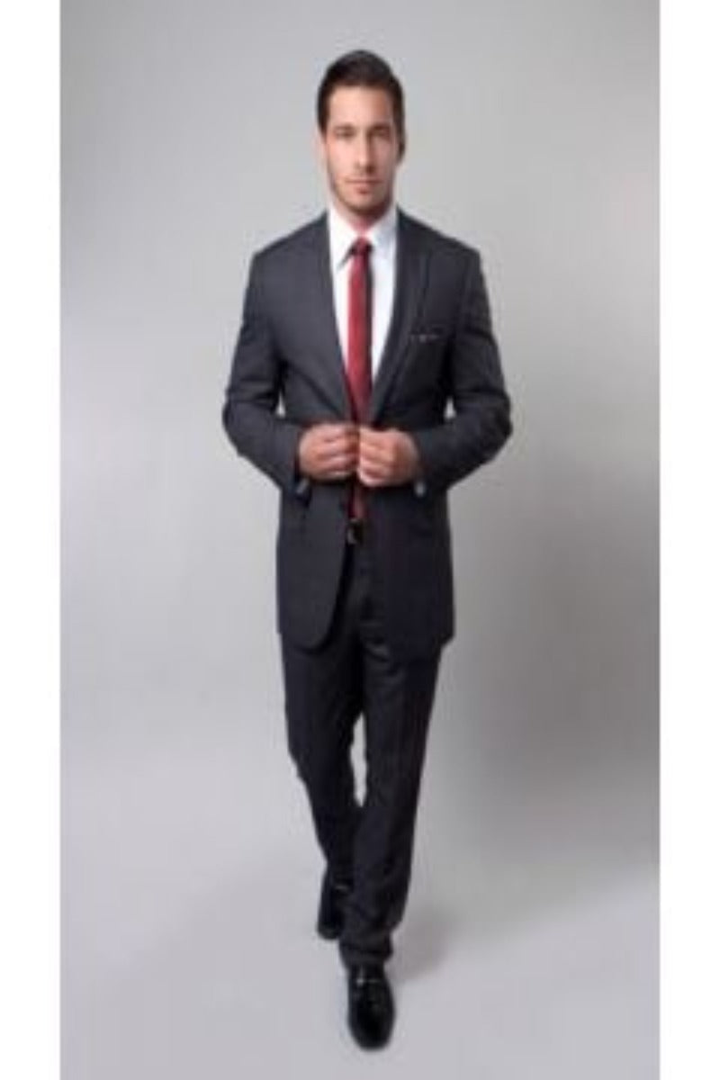 Tazio Men's Slim Fit Executive 2 Piece Suit Tonal Plaid Pattern