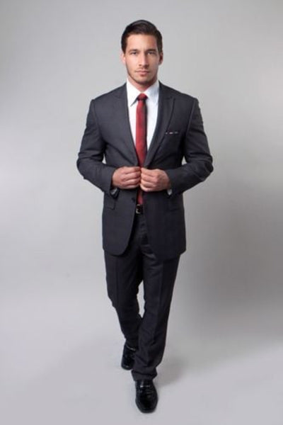 Tazio Men's Slim Fit Executive 2 Piece Suit Tonal Plaid Pattern