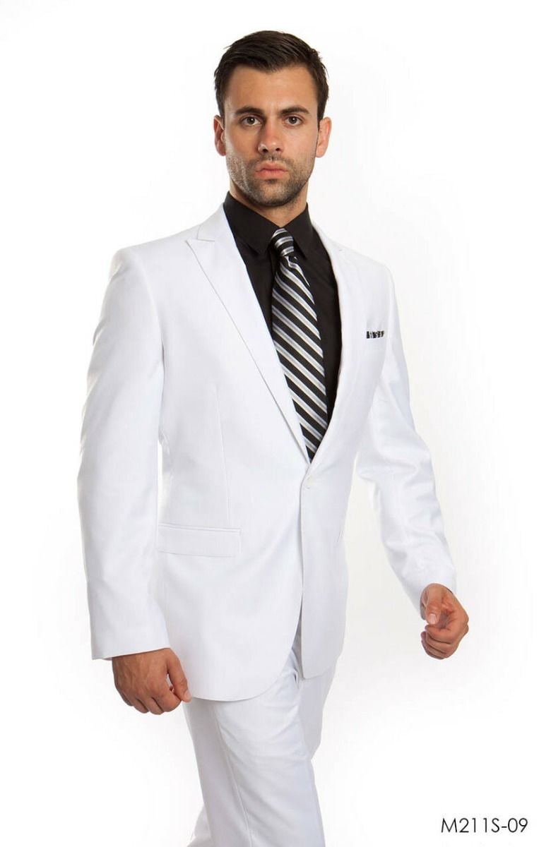 Tazio Men's Slim Fit 2 Piece Suit Classic Solid Colors - 38 Short Jacket+32 Waist Adjustable 28to34)(Height: 5 4 to5 7 )(Neck  15-16.5)S-M)