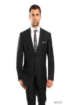 Tazio Men's 2pc Slim Fit Executive Pinstripe Suit - Thin Stripes