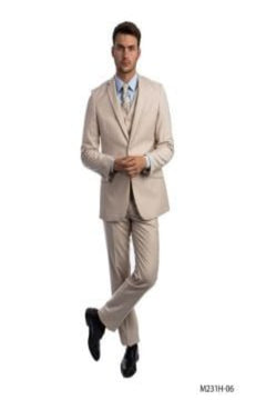 Tazio Men's Outlet 3-Piece Executive Suit with Notch Lapel