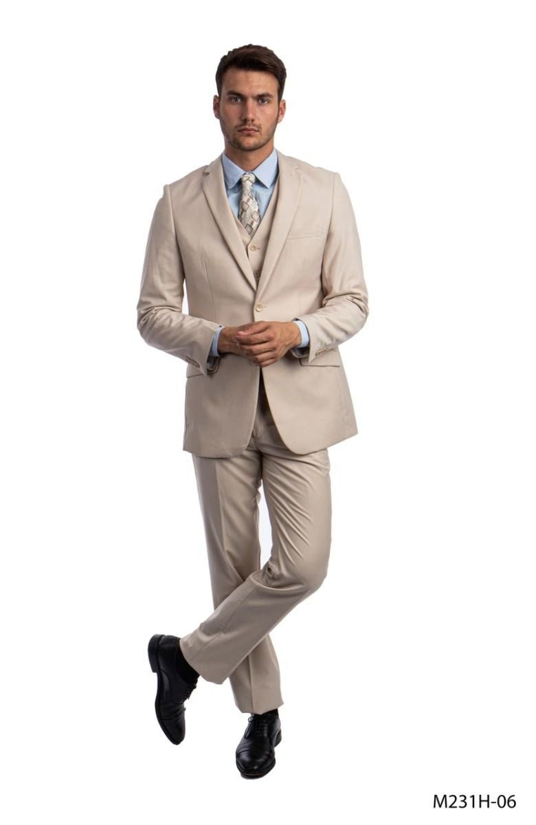 Tazio Men's Outlet 3 Piece Executive Suit with Notch Lapel - 38 Short Jacket+32 Waist Adjustable 28to34)(Height: 5 4 to5 7 )(Neck  15-16.5)S-M)