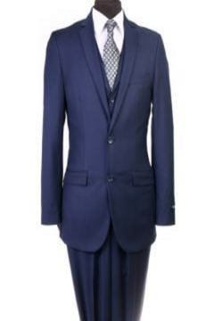 Azzuro Men's 3-Pc Slim Fit Executive Suit Set w/ Lapel Vest