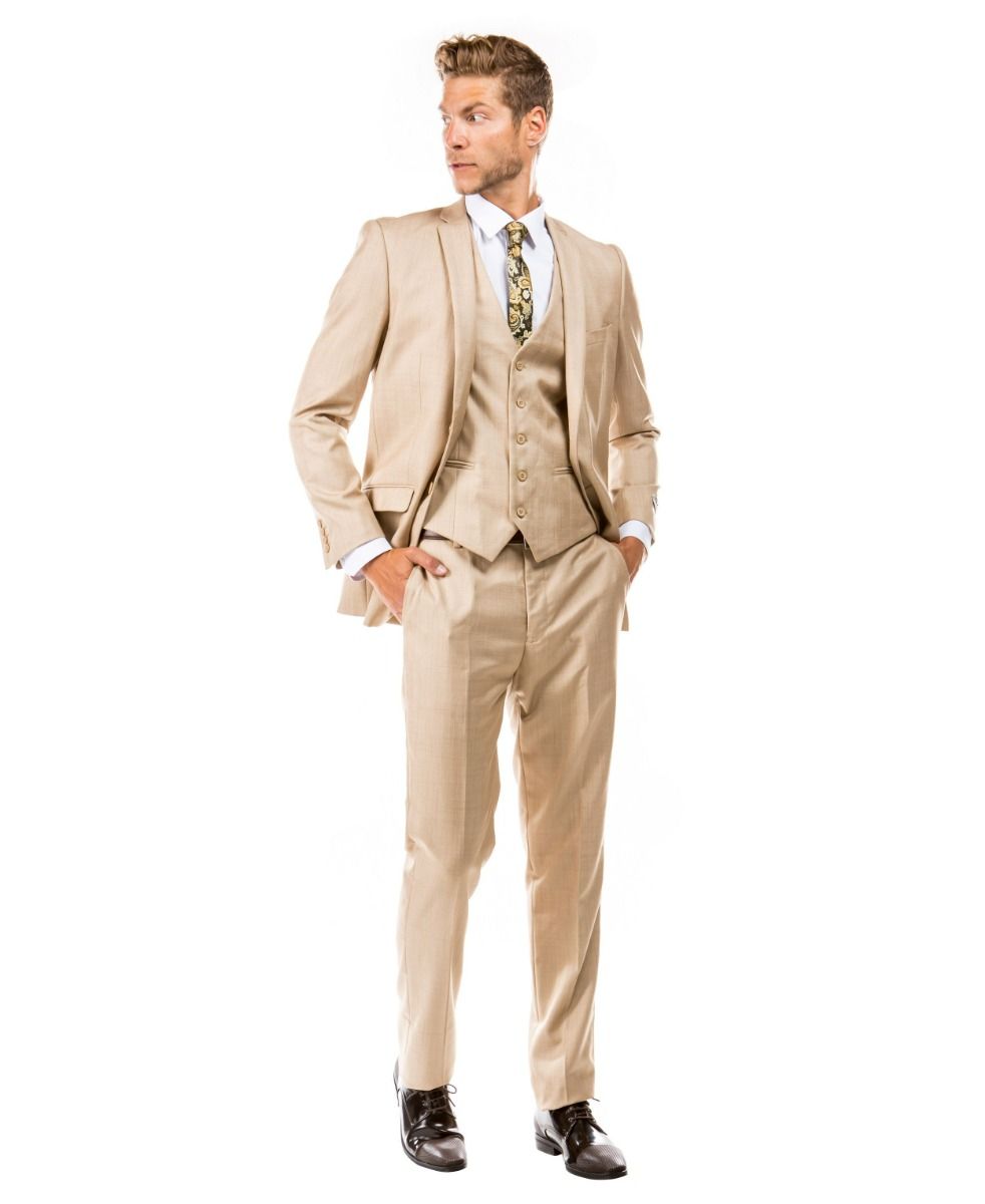 Look   Tazio Men's 3 Piece Slim Fit Executive Suit Stylish Business Look - 38 Short Jacket+32 Waist Adjustable 28to34)(Height: 5 4 to5 7 )(Neck  15-16.5)S-M)