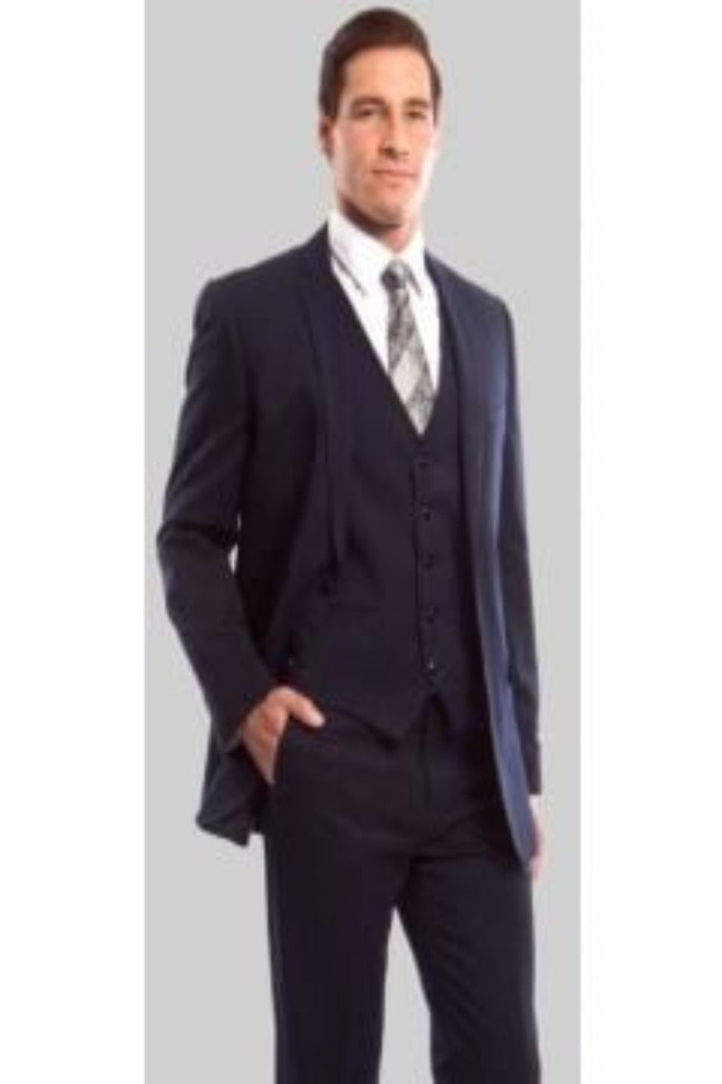 Tazio Men's 3-Piece Solid Suit - Slim Fit Business Wear with Discount - 34 Short or Extra Small