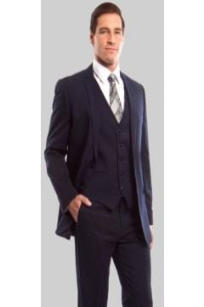Tazio Men's 3-Piece Solid Suit - Slim Fit Business Wear with Discount