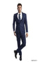 Tazio Men's 3-Piece Ultra Slim Fit Glen Check Suit blue