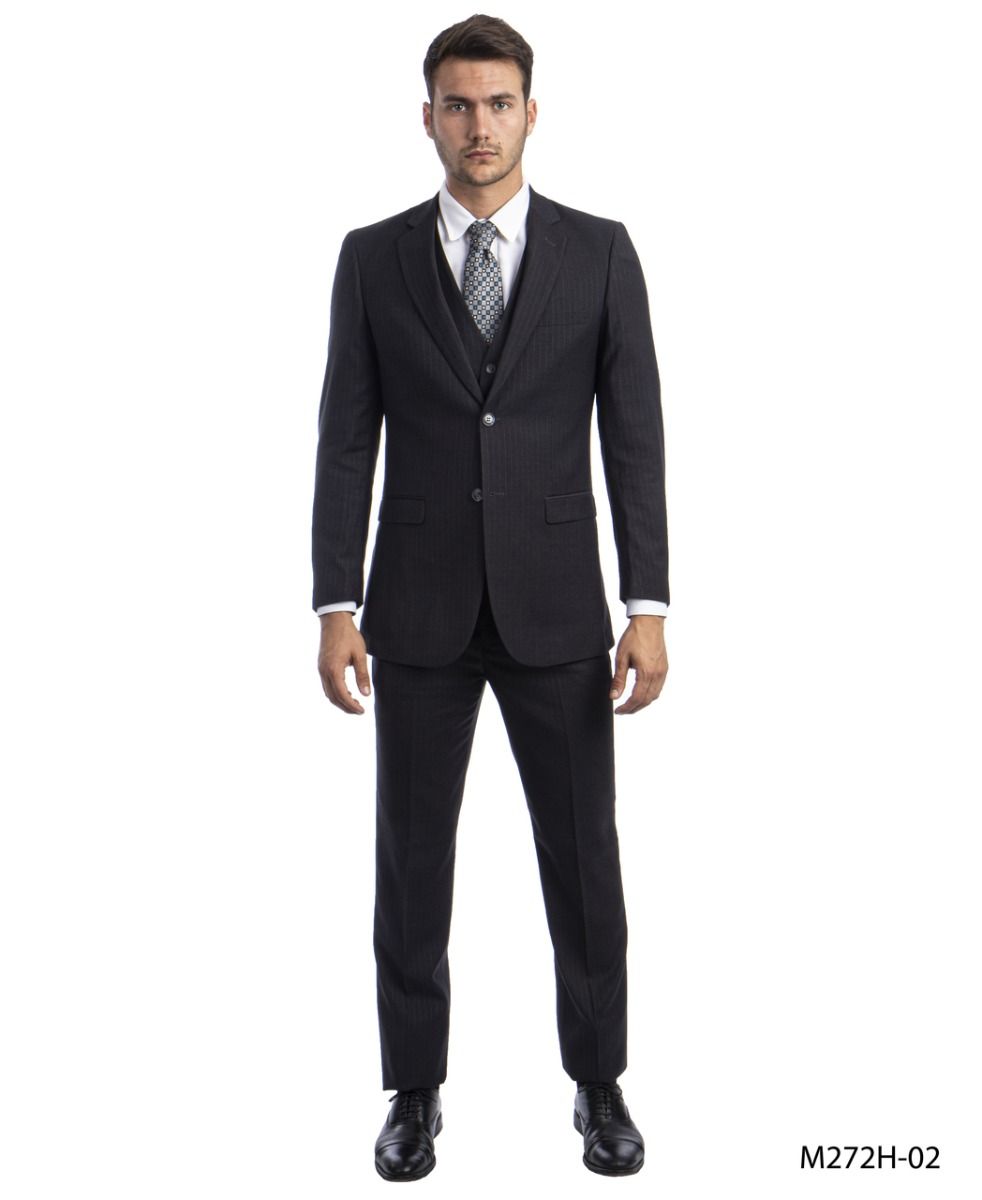 Tazio Men's 3-Piece Dark Pinstripe Suit | Award-Winning Design