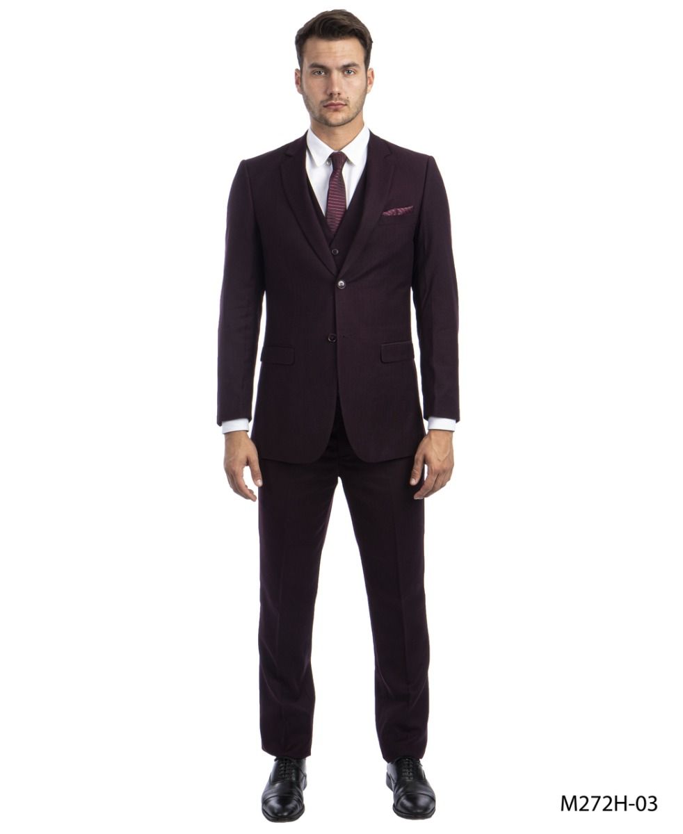 Tazio Men's 3-Piece Dark Pinstripe Suit | Award-Winning Design - 38 Short Jacket+32 Waist Adjustable 28to34)(Height: 5 4 to5 7 )(Neck  15-16.5)S-M)
