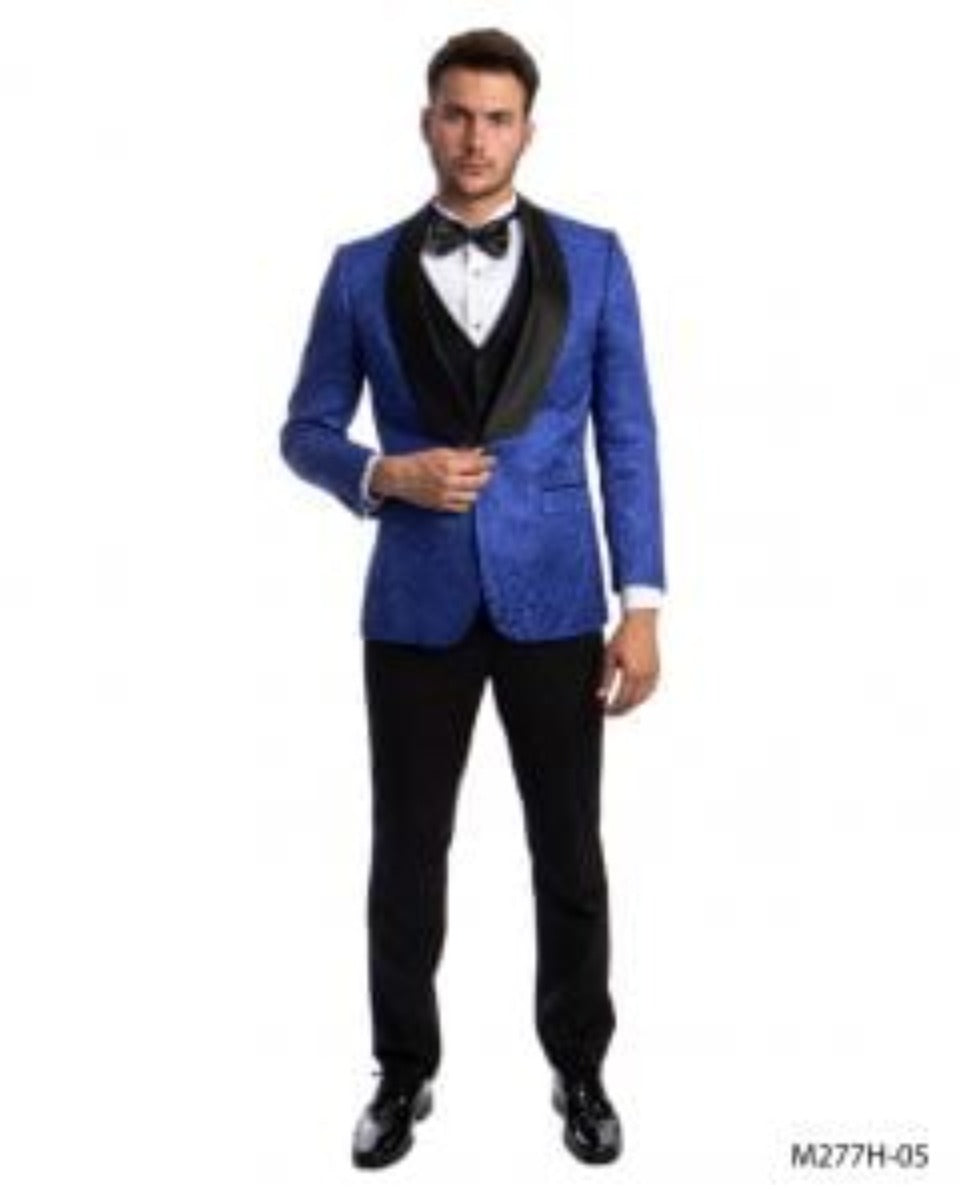 Tazio Men's 3-Piece Paisley Executive Suit - Award-Winning Design - 38 Short Jacket+32 Waist Adjustable 28to34)(Height: 5 4 to5 7 )(Neck  15-16.5)S-M)