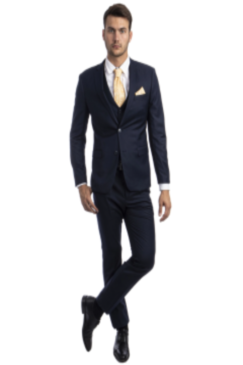 Sean Alexander Men's Outlet Skinny Fit 3-Piece Suit with Notch Lapel