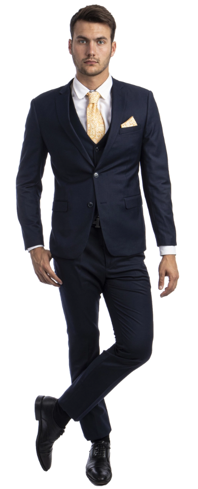 Sean Alexander Men's Outlet Skinny Fit 3-Piece Suit with Notch Lapel