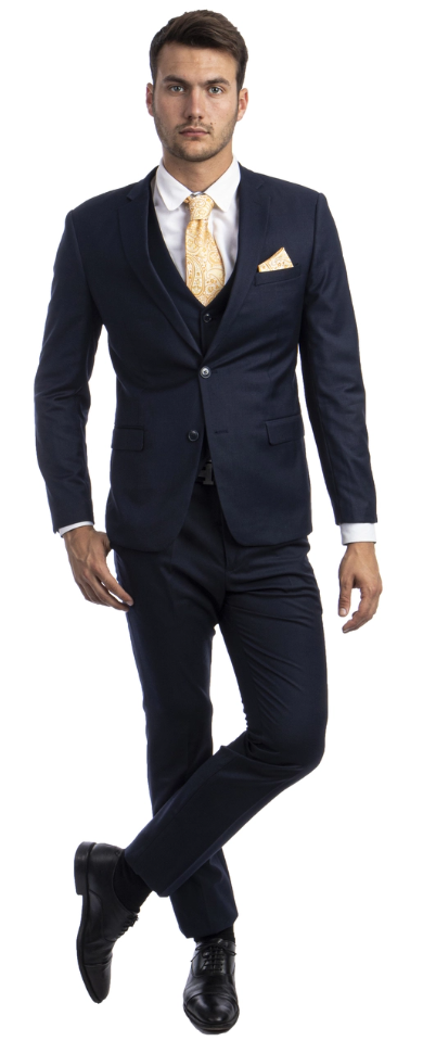 Sean Alexander Men's Outlet Skinny Fit 3-Piece Suit with Notch Lapel - 34 Short or Extra Small